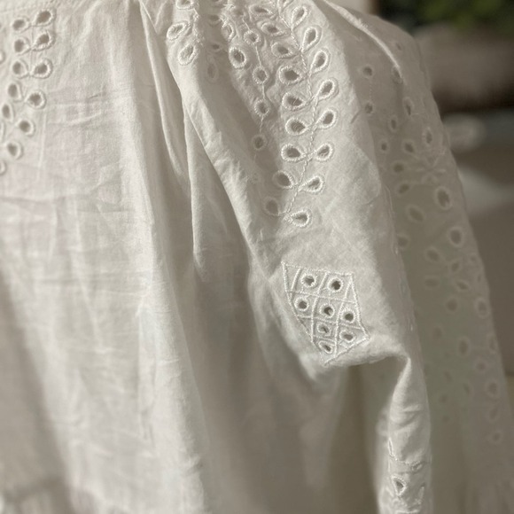 Free People Sea of Love Blouse Ivory NWOT Boho Eyelet Bell Sleeve - Picture 11 of 11